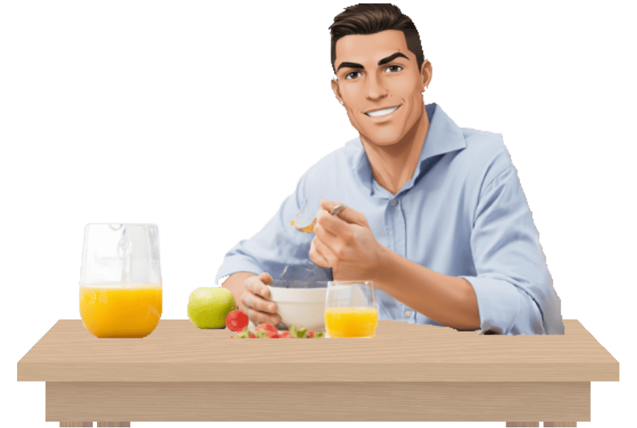 Ronaldo Breakfast Cristiano Ronaldo eating his breakfast at the kitchen table