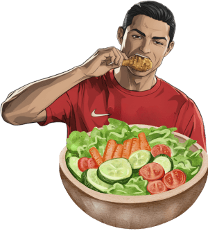 Ronaldo Lunch Cristiano Ronaldo eating chicken and a large bowl of salad