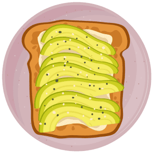 Mashed avocado on toast served on a plate