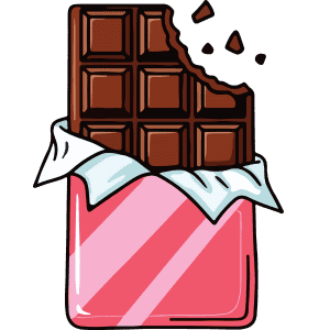 Dark chocolate A partially unwrapped dark chocolate bar in pink packaging