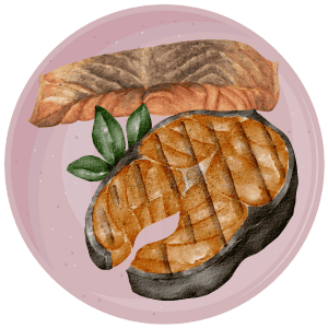 Salmon A variety of juicy grilled fish fillets served with fresh herbs