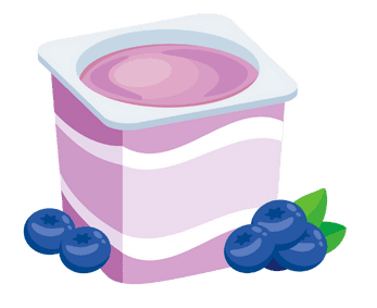 Yogurt Creamy blueberry yogurt with fresh blueberries and green leaves topping, healthy breakfast or snack option.
